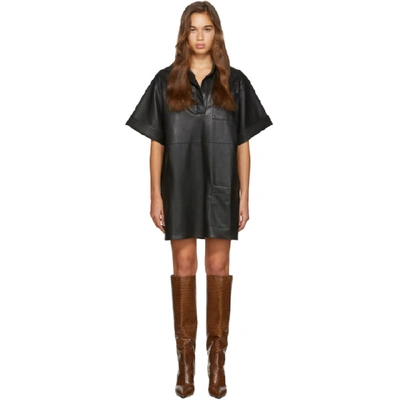 Aeron Black Faux-leather Zelda Dress