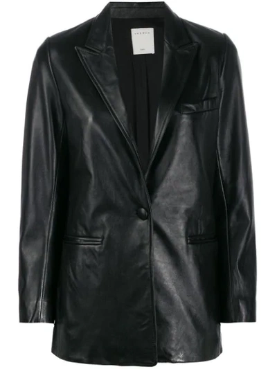 Sandro Tailored Leather Jacket In Noir