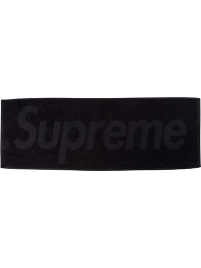 Supreme Terry Logo Hand Towel In Black