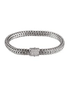 John Hardy Classic Chain Sterling Silver Small Bracelet With Diamond Pave In Diamond