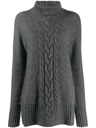 Max Mara Wool & Cashmere Cable Knit Jumper In Dark Grey