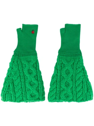 Undercover Cable Knit Gloves In Green