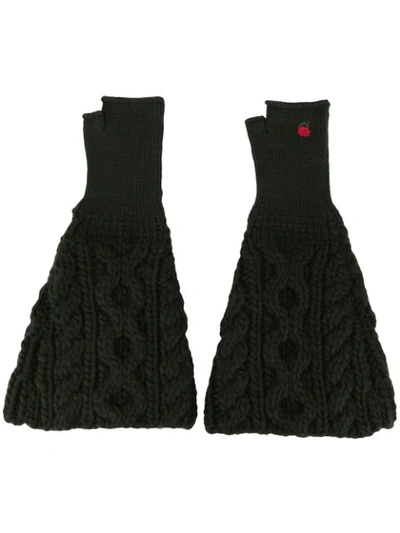 Undercover Cable Knit Gloves In Black