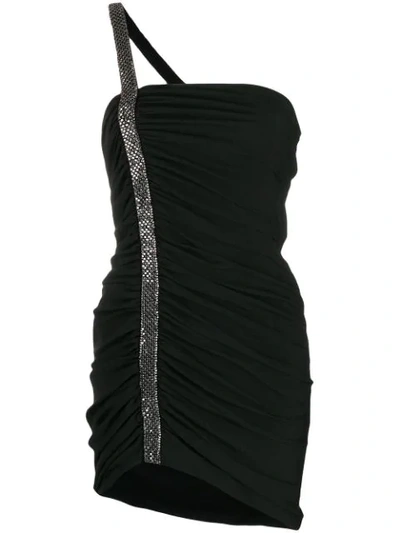 Saint Laurent Embellished Strap Mini Dress In Black