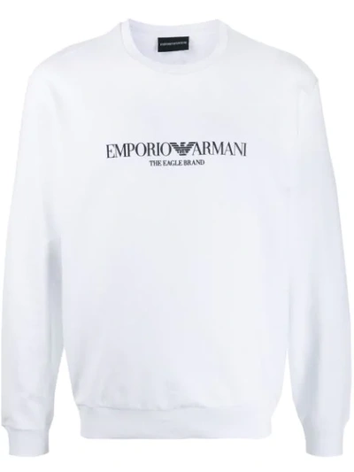 Emporio Armani Logo-print Crew-neck Sweatshirt In White