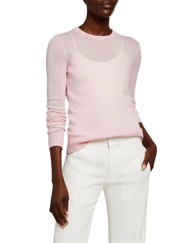 Theory Featherweight Cashmere Sweater In Pale Pink