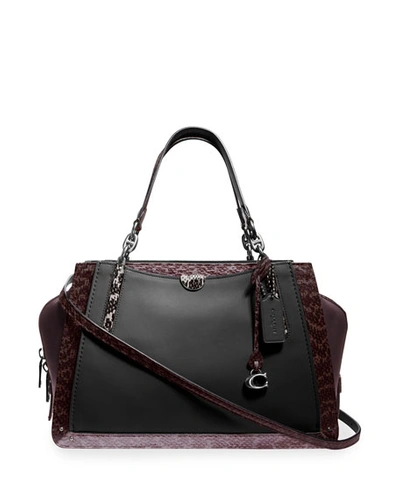 Coach Dreamer 36 Colorblock Exotic Top-handle Bag In Black Pattern