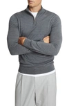 Reiss Mitchell Melange Funnel Neck Half Zip Pullover In Black Hallmid Grey Melange
