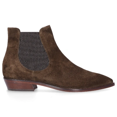 Agl Attilio Giusti Leombruni Chelsea Boots D530534 Veloursleder Olive