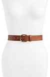 Madewell Medium Perfect Leather Belt In Pecan/ Gold