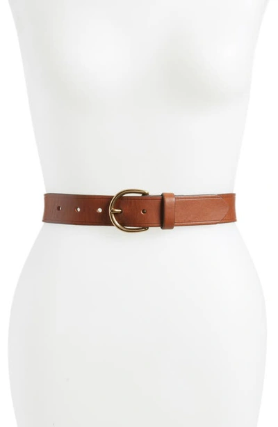 Madewell Medium Perfect Leather Belt In Pecan/ Gold