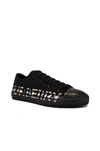 Burberry Larkhall M - Cotton Gabardine Trainer With Logo And Vintage Check Pattern In Black & Archive Beige