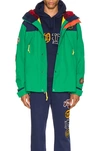 POLO RALPH LAUREN POLO RALPH LAUREN COTTON NYLON BLEND ANORAK IN CRUISE NAVY & KAYAK GREEN,PLAU-MO4