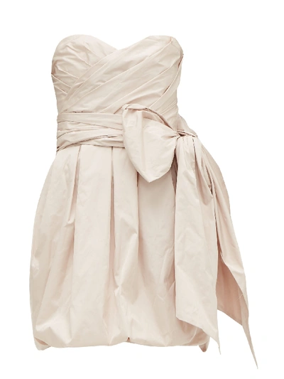 Alexandre Vauthier Gathered Bow-embellished Taffeta Mini Dress In Powder