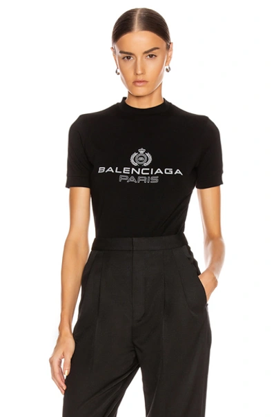 Balenciaga Paris Laurel Fitted T Shirt In Black