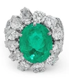 KOJIS WHITE GOLD COLOMBIAN EMERALD AND DIAMOND RING,000639645