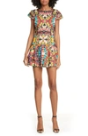 ALICE AND OLIVIA AINSLEY FLORAL DOUBLE RUFFLE STRETCH COTTON MINIDRESS,CC909P86501