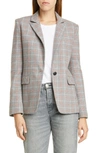 Rag & Bone Rylie Check One-button Wool Blazer In Greychk