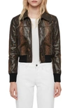 ALLSAINTS PASCAO OBA SNAKE PRINT LEATHER BOMBER,WL038R