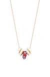 AKOLA GLASS & BONE CHARM NECKLACE,19CN07-RED