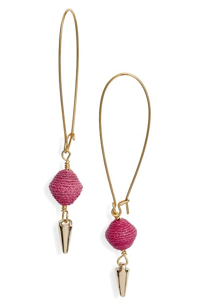 Akola Raffia & Spike Drop Earrings In Pink