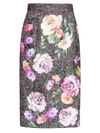 DOLCE & GABBANA TWEED MIDI SKIRT WITH LAMINATED FLOWER PATCHES,11080596