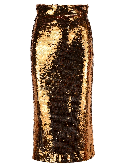 Dolce & Gabbana Sequin-embellished Pencil Skirt In Gold