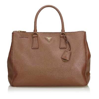 Prada Saffiano Leather Galleria Handbag In Brown