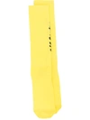 OFF-WHITE YELLOW WOMEN'S CURSIVE LOGO INTARSIA SOCKS,OWRA003F19971082