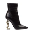 SAINT LAURENT PYUM LEATHER ANKLE BOOTS WITH BRONZE SNAKE HEEL,8023cf59-fbff-5907-f6fe-a9f586182b8d