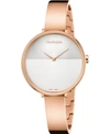 CALVIN KLEIN WOMEN'S RISE EXTENSION ROSE GOLD-TONE PVD STAINLESS STEEL BANGLE BRACELET WATCH 38MM