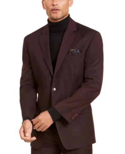 Sean John Men's Classic-fit Stretch Burgundy Neat Suit Separate Jacket In Burgundy