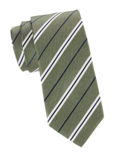 Isaia Men's Striped Silk Tie In Green