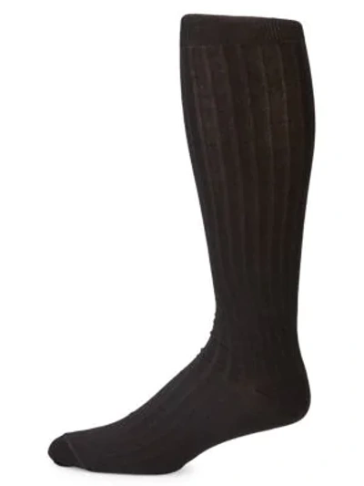Saks Fifth Avenue Collection Rib-knit Knee-high Socks In Black