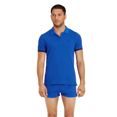 Vilebrequin Palatin Slim-fit Contrast-tipped Cotton-piqué Polo Shirt In Blue