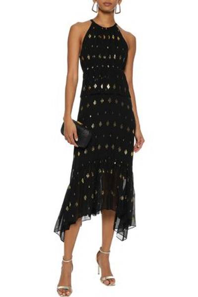 A.l.c Rosa Metallic Fil Coupé Silk-blend Georgette Midi Dress In Black