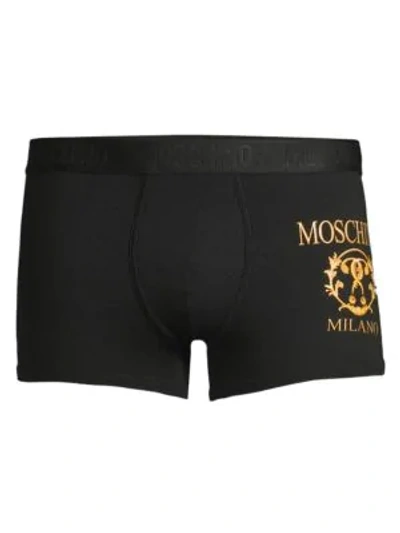 Moschino Logo Embroidery Boxer Briefs In Black