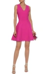 MILLY MILLY WOMAN FLARED SCALLOPED CUTOUT STRETCH-KNIT MINI DRESS BRIGHT PINK,3074457345620620865