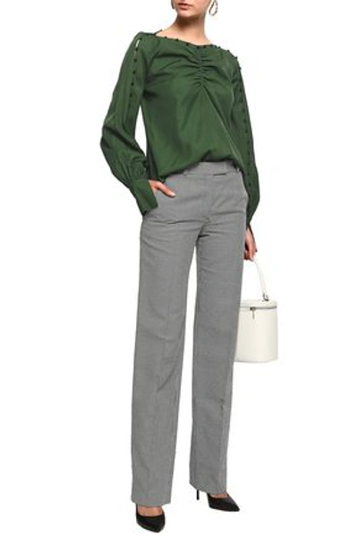 Adeam Woman Ruched Twill Blouse Forest Green