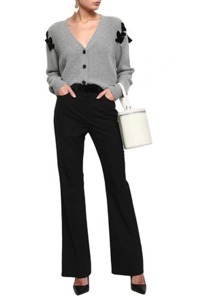 Adeam Woman Velvet-trimmed Wool-blend Bootcut Pants Black
