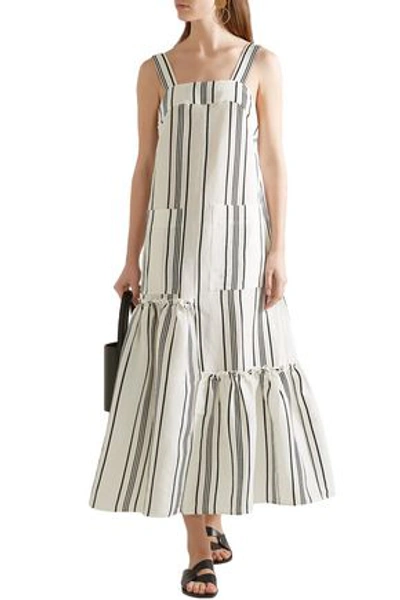 Apiece Apart Woman Striped Slub Linen And Silk-blend Maxi Dress Ivory