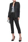 BRUNELLO CUCINELLI CROPPED CHECKED LINEN TAPERED PANTS,3074457345620301278