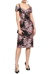 Dolce & Gabbana Cold-shoulder Metallic Floral-jacquard Midi Dress In Black