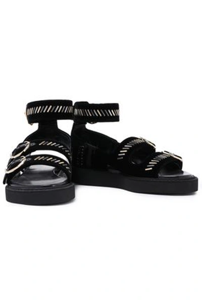 Nicholas Kirkwood Woman Embellished Velvet Platform Sandals Black