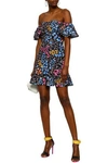 SALONI OFF-THE-SHOULDER RUFFLED FLORAL-PRINT CADY MINI DRESS,3074457345620391801