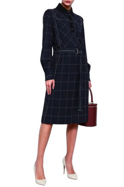 Piazza Sempione Belted Checked Woven Dress In Blue