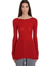 RICK OWENS RIBBED KNITWEAR IN RED WOOL,11081504