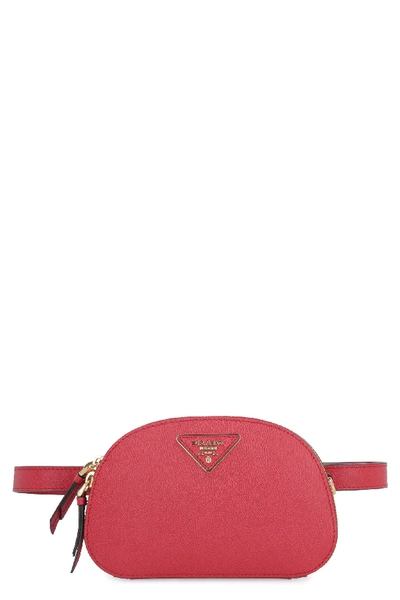 Prada Odette Leather Belt Bag In Red