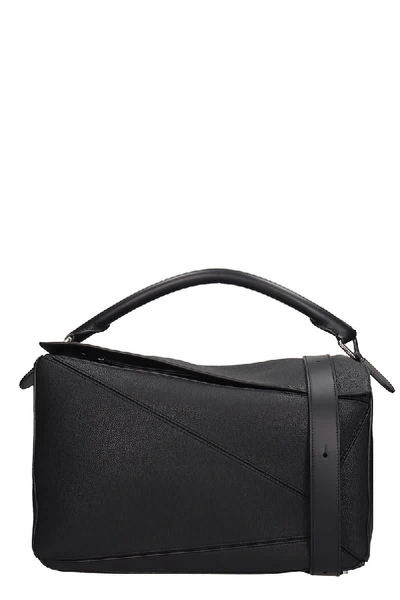 Loewe Bolso Puzzle Tote In Black Leather