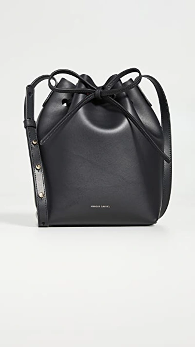 Mansur Gavriel Mini Bucket Bag Black/flamma In Black/flamma